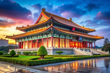Majestic Taipei National Concert Hall Exterior with Ample Copy Space - Stunning Taiwan Architecture Stock Photo