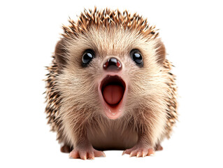 Obraz premium Cute Baby Hedgehog with Surprised Emotion Face Isolate on Transparent Background, cutout, png