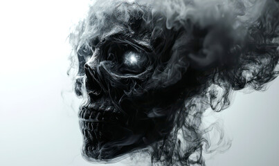 Fototapeta premium Abstract Smoky Skull Illustration with Ethereal Smoke Effects Isolate on White Background