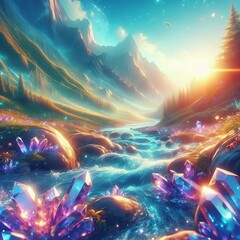 Obraz premium Magical Crystal Stream in Fairy Valley 
