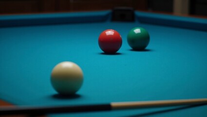 Precision Billiards Shot with Red Ball in Focus