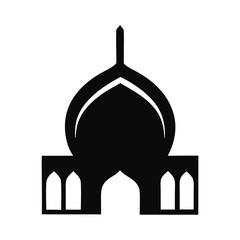 Obraz premium Silhouette of a church and mosque in a cityscape vector illustration