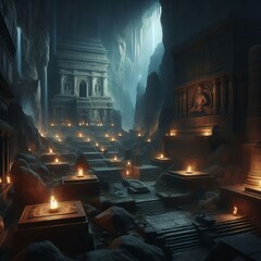 Obraz premium Forgotten Tomb in Dwarven Underground Kingdom 