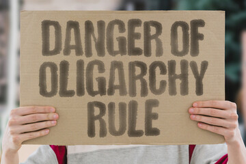 Danger of oligarchy rule highlighted.  WEALTH.  INFLUENCE.  CONTROL.  MANIPULATION.  DOMINATION. ...