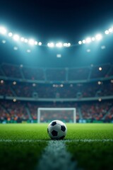 Art photograph Football on Night Time Stadium Background