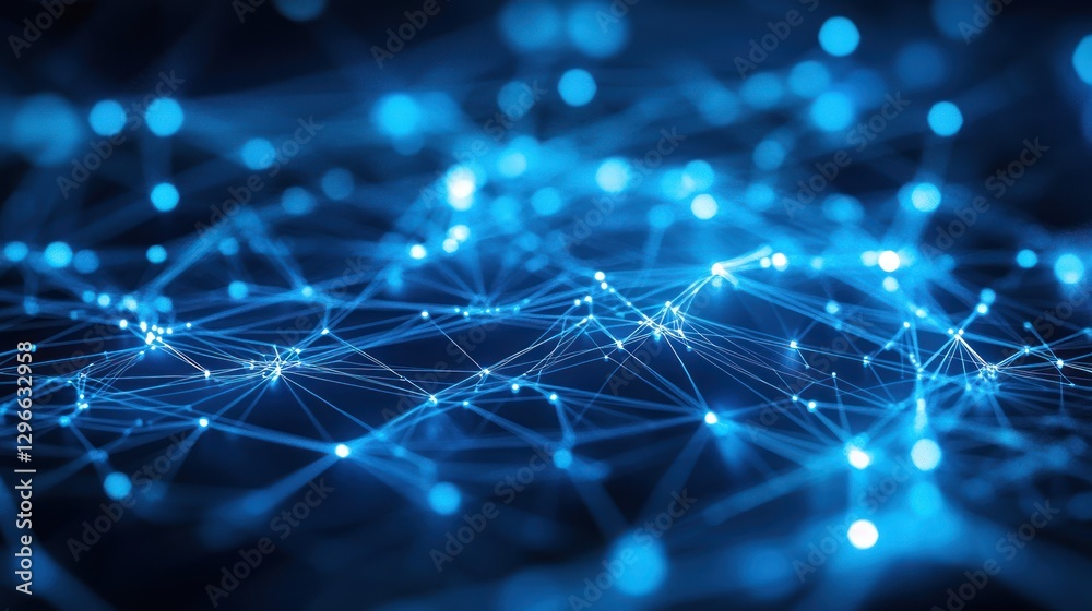 Poster abstract network of glowing points and lines. digital connections. possible use for tech background