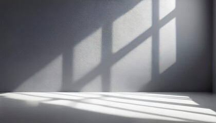 Gray background for product presentation with shadow and light from windows