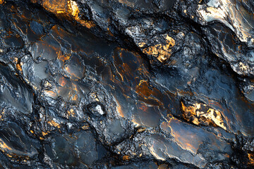 Abstract Dark Blue and Gold Marble Texture