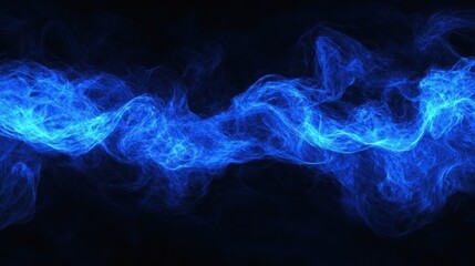Naklejka premium Abstract blue smoke flowing on black background