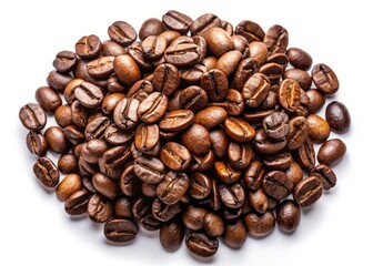 Obraz premium Close Up Coffee Beans Isolated White Background - High Resolution Stock Photo