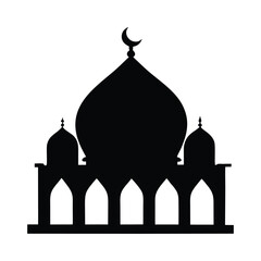 Silhouette of a church and mosque in a cityscape vector illustration