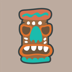 ancient ethnic statue in outline flat vector design