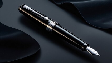 Naklejka premium A luxurious modern fountain pen with a dark background 