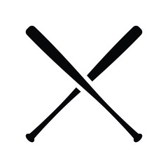 Baseball crossed bats black and white flat vector icon design