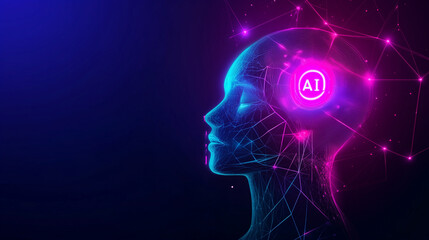 Obraz premium human head with binary code background