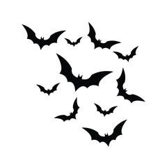 Flying bat black silhouette vector design on a white background