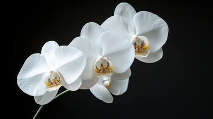 Elegant White Orchid Blossoms with Delicate Petals and Contrast