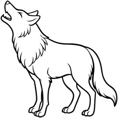 Fototapeta premium howling wolf vector line art illustration