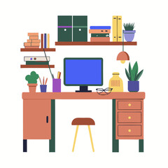 Organizing a workspace image. Flat image isolated on white background. Vector illustration.
