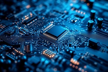 Close-up of a Circuit Board with a Microchip