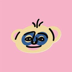 Cute monkey face. Children's vector illustration, print, postcard, design element