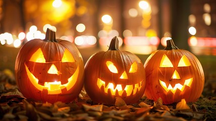 Fototapeta premium Spooky Halloween Night Outdoor Background with Haunted House, Full Moon, Foggy Graveyard, Jack-o-Lanterns, and Eerie Atmosphere for Digital Art, Party Decor, or Horror Themes