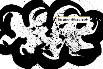 Ink brush strokes background. Grunge Brush strokes Background. Grunge texture Background. Abstract Black and white grunge texture. Vector brush stroke texture. Black ink, paint splatter.