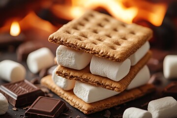 Delicious homemade s'mores with toasted marshmallows and melted chocolate