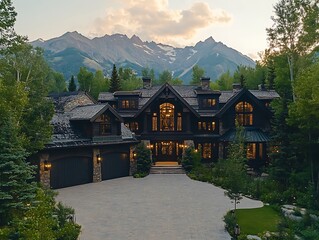Mountain Home Exterior Sunset