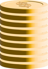 현금 화폐 등을 나타내는 3D 이미지, 현금 및 코인 이미지