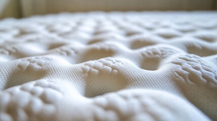 Close-up textured mattress surface, bedroom, sunlight, comfort, advertising