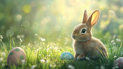 easter bunny with eggs