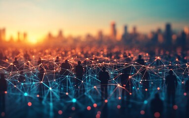 Vibrant figures representing organizational structure, business departments arranged hierarchically, teams connected by lines, showing workflow, company management and structure