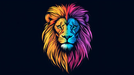 Obraz premium Vibrant Colorful Lion Head with Intricate Patterns and Details
