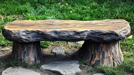 Obraz premium A sturdy bench made of wood offering a perfect spot for relaxation in a natural outdoor setting