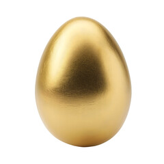 Smooth and shiny golden egg with a luxurious metallic finish against black background on transparent background