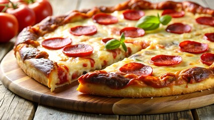 Perfect Pepperoni Pizza Slice on a White Background
