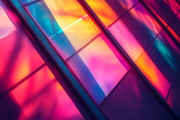 Abstract futuristic geometric light patterns with vibrant pink and blue hues