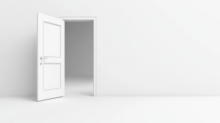 3D Object White Open Sliding Door on white background