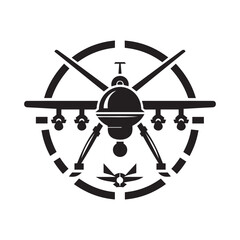 Military Drone Logo Icon Vector Art | Defense & Aerial Surveillance Symbol