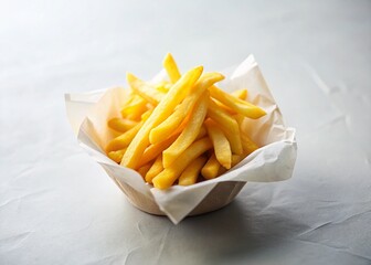 Minimalist Photo: French Fries in Paper Wrapper - Simple Fast Food Snack