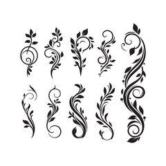 Creative Ornament Design Set Silhouette Vector Art | Decorative Vintage & Floral Pattern