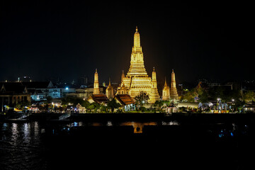 the first-class royal Thai Temple Wat Arun and the Chao Phraya River in Bangkok Thailand Southeast Asia