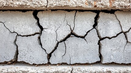 Obraz premium Close-up of a distressed crack in a concrete wall, emphasizing the beauty of and texture