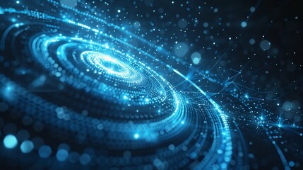 Background with futuristic blue spirals and dots, ideal for science and technology projects related to innovation and digital concepts