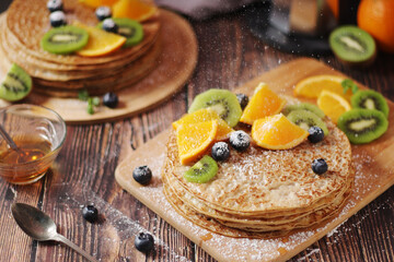Crepes or bliny with fruit