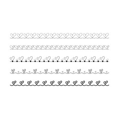 Obraz premium Heart border frame divider in horizontal line design vector illustration graphic for decoration pattern art