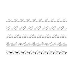 Heart border frame divider in horizontal line design vector illustration graphic for decoration pattern art