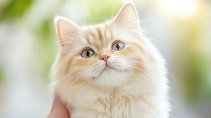 Fototapeta premium Fluffy Ginger Cat In Bright Outdoor Light