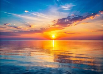 Obraz premium Minimalist Spring Sunset: Serene Ocean Horizon at Dusk